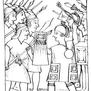 Drawing of the Battle of Maule, between the Inca Empire and the Mapuches