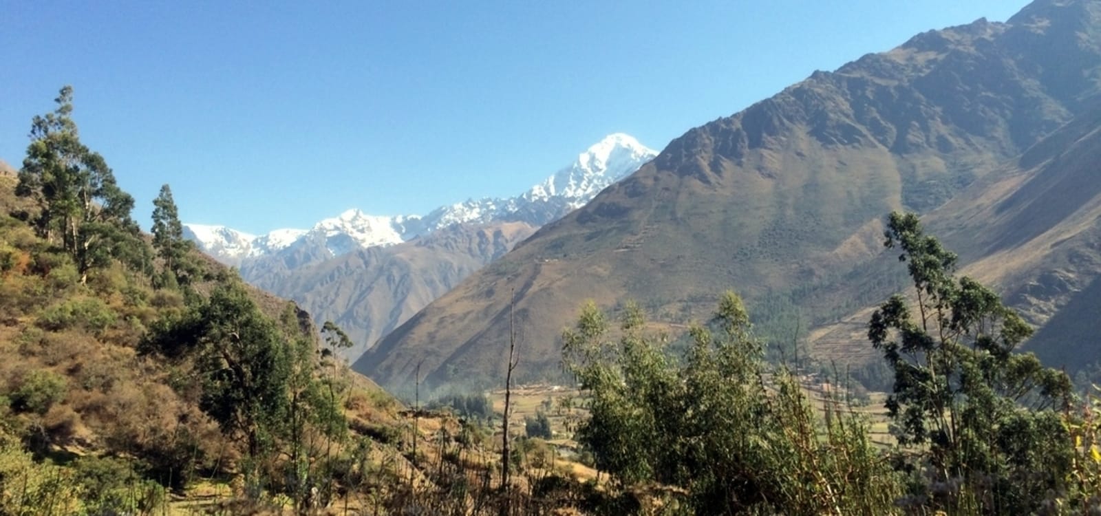 A few of the Sacred Valley with an Andean peak in the background