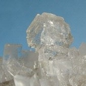 Magnified image of sodium chloride crystals