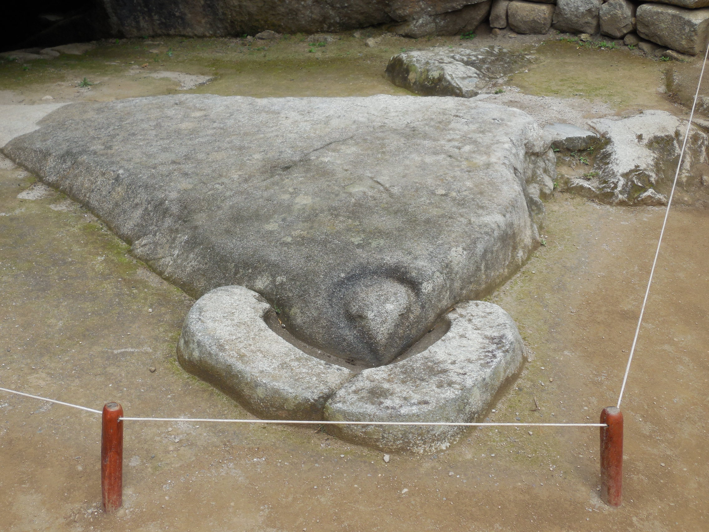 The shape of a stone condor in the Temple of the Condor in Machu Picchu