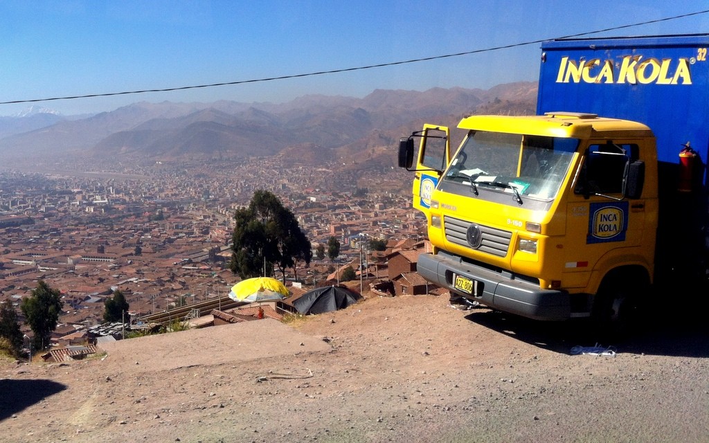 Inca Cola Delivery Truck Overlooking Cusco