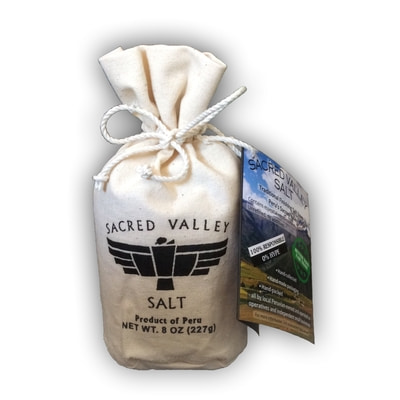 Small grain finishing salt, 8 oz pouch, from Maras, Peru