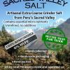 An image of the front of the product label for Artisanal Extra-Coarse Grinder Salt from Peru's Sacred Valley